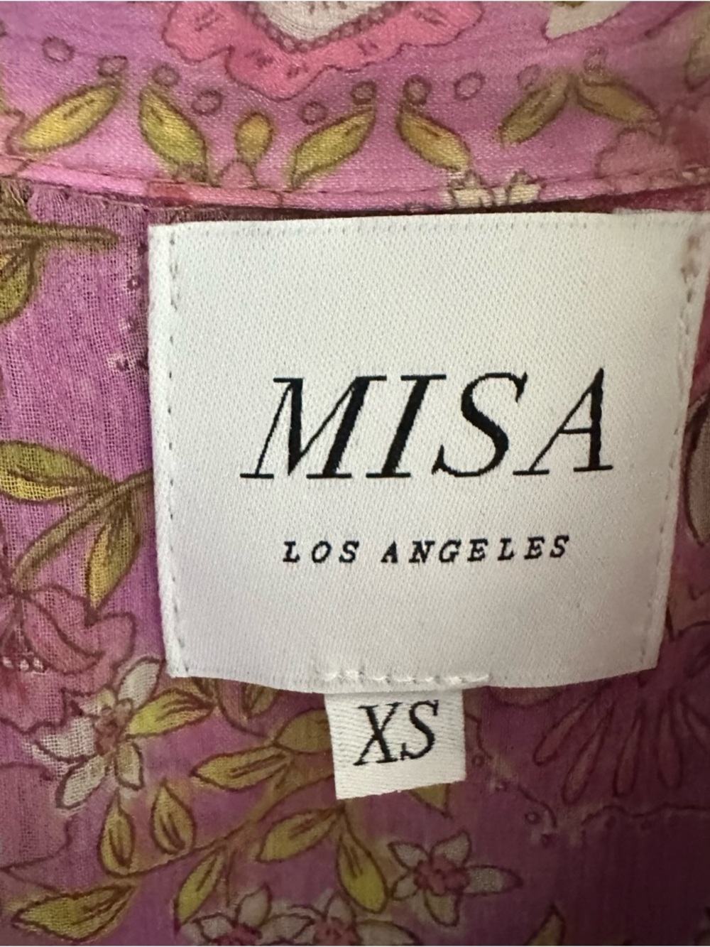 MISA Los Angeles Pink Floral Maxi Dress XS Oversized boho Sheer Lightweight - Picture 8 of 8